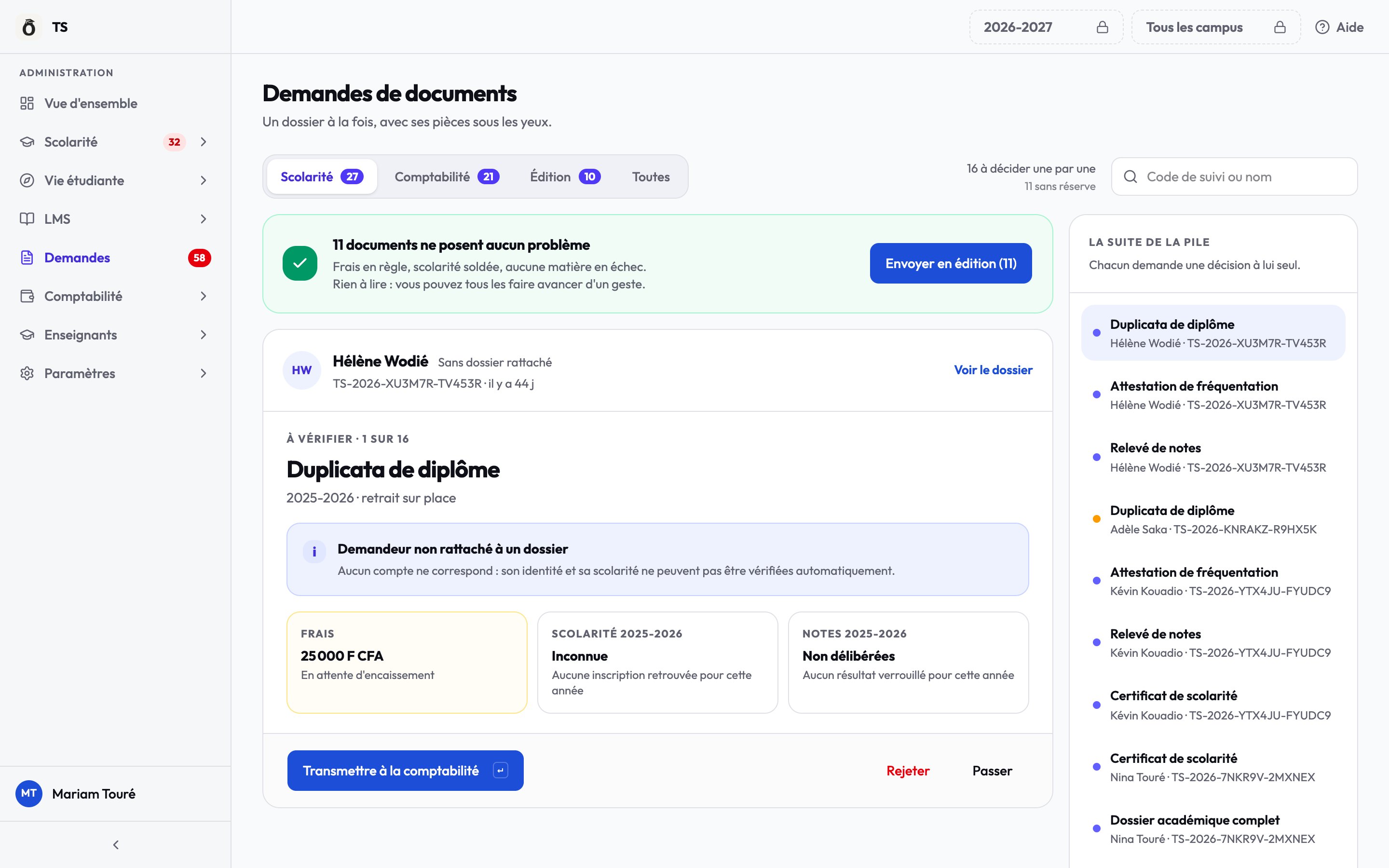 Capture : Ouvrir la file de son service